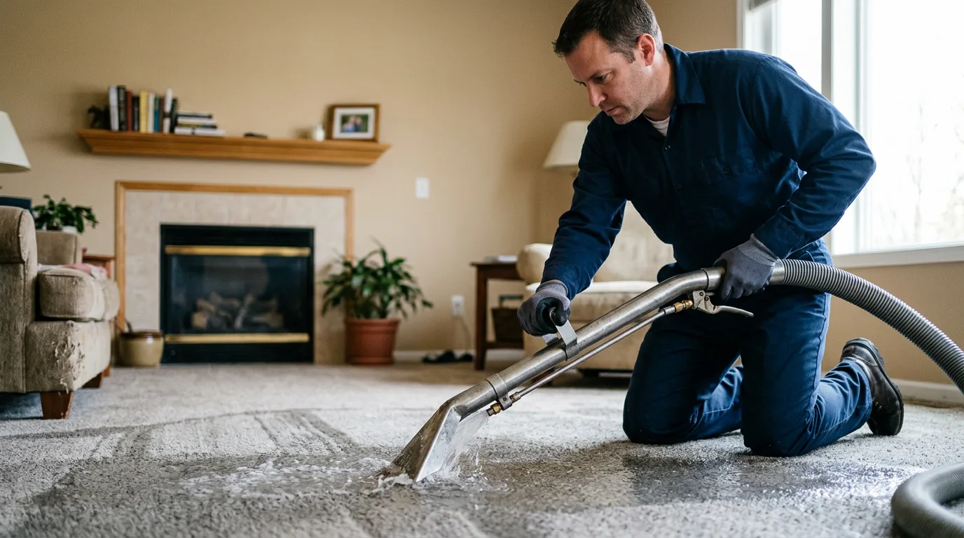 Water damage restoration technician working near Garland, KS
